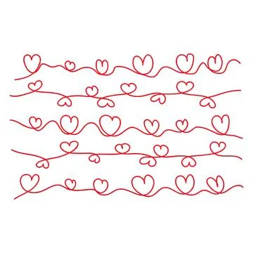 Heart-shaped string lights with pink and black lines Stock Illustration
