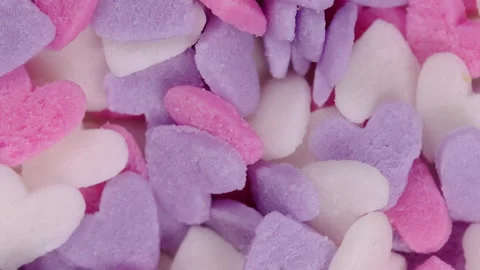 Heart shaped sugar candy sprinkle. Stock Footage 159833236