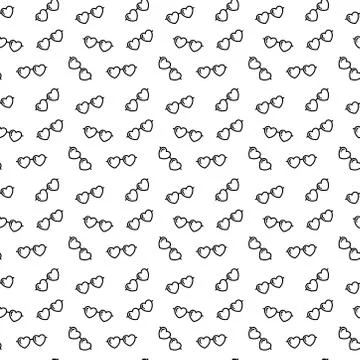 Heart shaped sunglasses seamless pattern in black and white color. textile de Stock Illustration