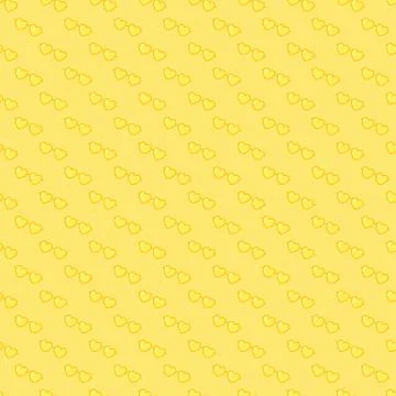 Heart shaped sunglasses seamless pattern in yellow color. textile design. Stock Illustration