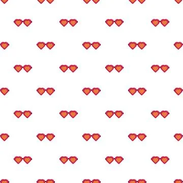 Heart shaped sunglasses seamless pattern for love and summer Stock Illustration