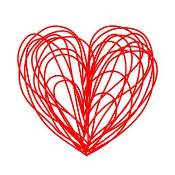 Heart shaped tangled grungy scribble isolated on white background Stock Illustration