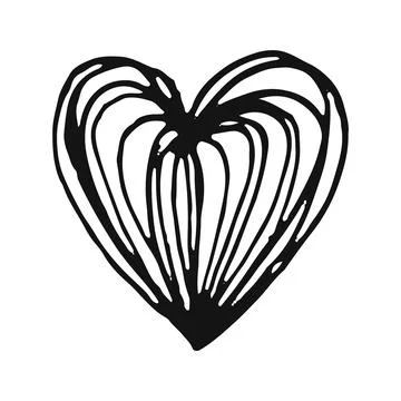Heart shaped tangled grungy scribble hand painted with ink Stock Illustration