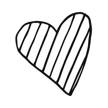 Heart shaped tangled grungy scribble hand painted with ink Stock Illustration