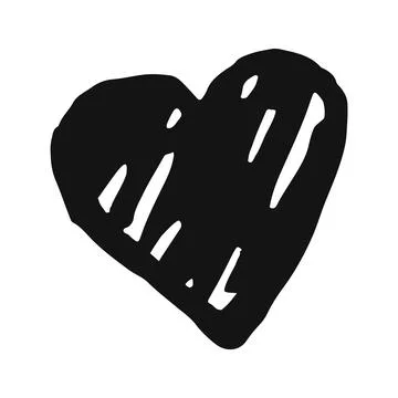 Heart shaped tangled grungy scribble hand painted with ink Stock Illustration
