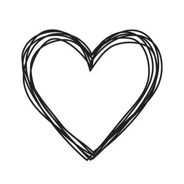 Heart shaped tangled grungy scribble isolated on white background Stock Illustration