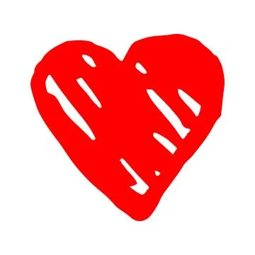 Heart shaped tangled grungy scribble hand painted with ink Stock Illustration