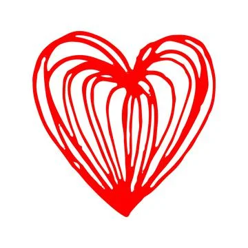 Heart shaped tangled grungy scribble hand painted with ink Stock Illustration