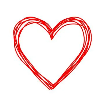 Heart shaped tangled grungy scribble isolated on white background Illustrazione stock