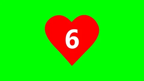 Heart Shaped Ten Second Countdown Animation on Green Screen Vídeos de archivo 334358089