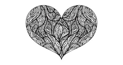 Heart shaped thin lines natural form valentine's day element Stock Illustration