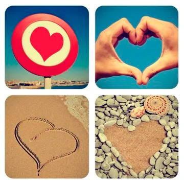 Heart-shaped things collage Stock Illustration