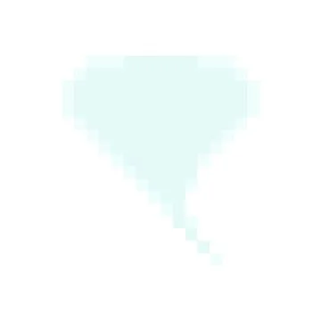 Heart shaped top chat speech bubble pixel art style graphic light blue palette Ilustración de archivo