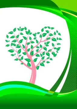 Heart shaped tree. Abstract background design. Stock Illustration
