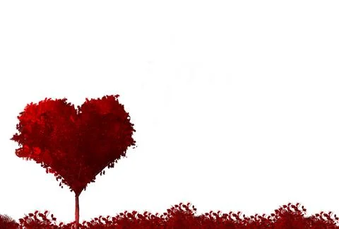 Heart shaped tree in red color Stock Illustration