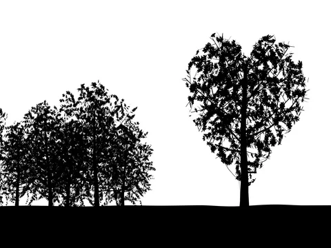 Heart shaped tree sways gently in the breeze against solid white background. Stock Footage 71154804