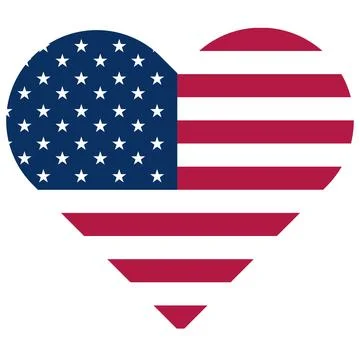 Heart shaped US flag on a white background Stock Illustration
