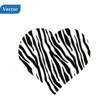 Heart shaped zebra print. Vector illustration. Valentines day. Greeting card. Stock Illustration