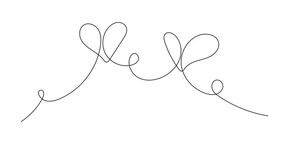 Heart shapes. Abstract one continuous drawing. Outlined and romantic symbol. 스톡 일러스트