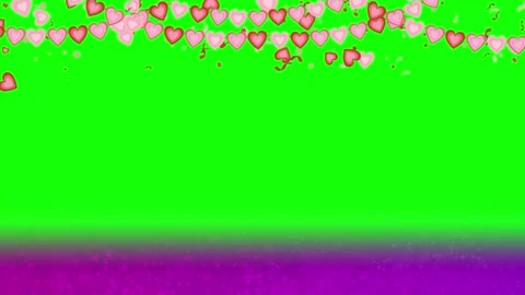 Heart shapes falling on green background Stock Footage 337760664