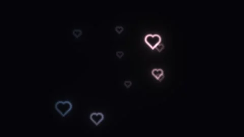 Heart shapes float against a dark background in simple animation Stock Footage 340188686
