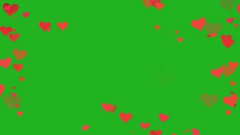 Heart shapes floating effect on green screen Stock Footage 313517413