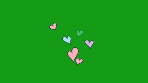 Heart shapes motion graphics with green screen background Stock Footage 134116148