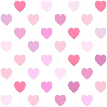 Heart shapes seamless pattern, pink hearts on white background Stock Illustration