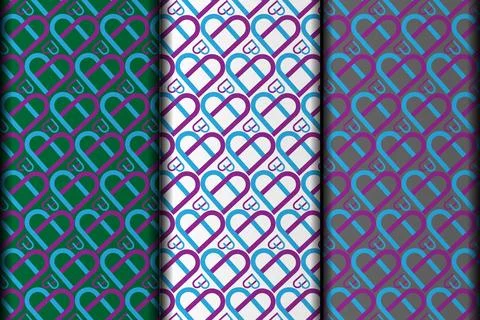Heart shapes vector eps seamless pattern design. Stock Illustration