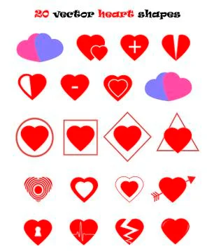 Heart shapes vector set Stock Illustration
