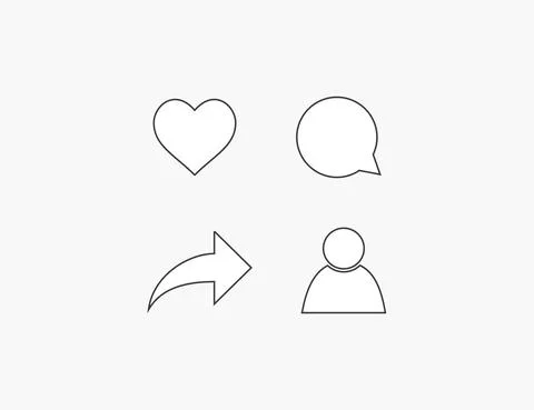 Like, heart, share, comment icon. Vector illustration. Stock Illustration