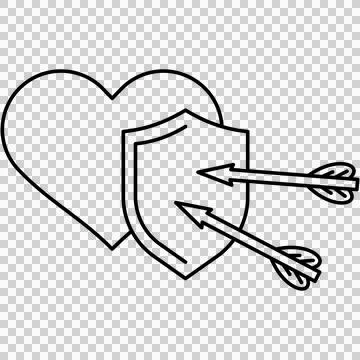 Heart shielded from two arrows Stock Illustration