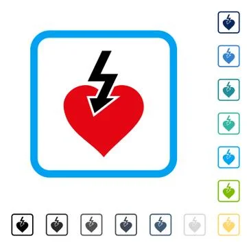 Heart Shock Strike Framed Vector Icon Stock Illustration