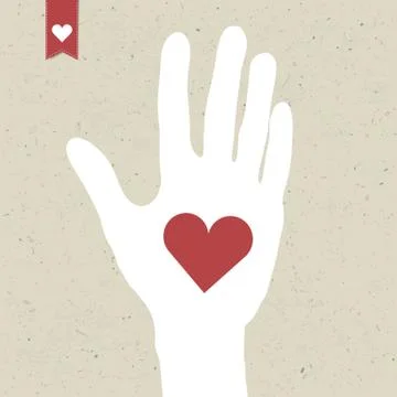 Heart sign on paper texture. vector, eps10 스톡 일러스트