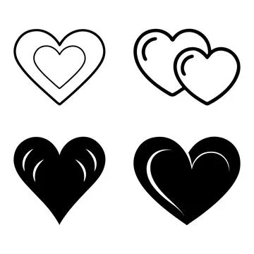 Heart Silhouette vector icon set Stock Illustration