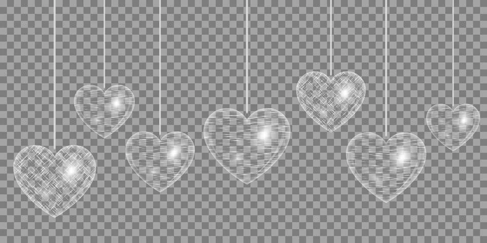 Heart Silver effect on a transparent background Stock Illustration