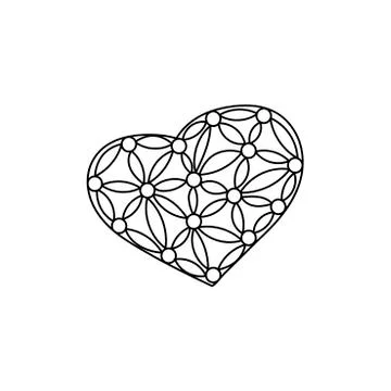 Heart with a simple floral pattern. Hand-drawn decorative Design elements.Vec 库存插图