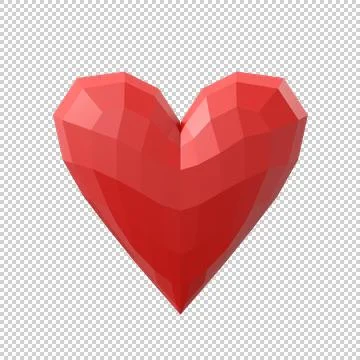 Heart Simple Low Poly, 3D illustration Stock Illustration