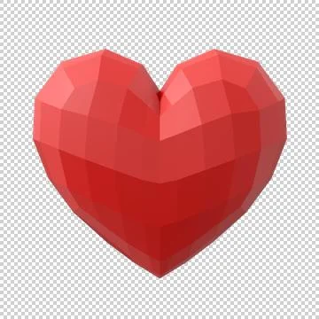 Heart Simple Low Poly, 3D illustration Stock Illustration