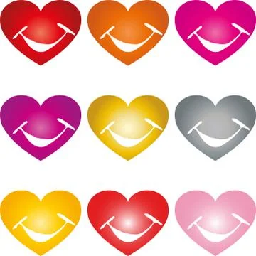 Heart with smile, button, logo Stock Illustration