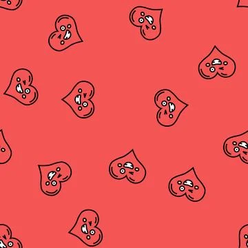 Heart smile character vector seamless pattern 스톡 일러스트