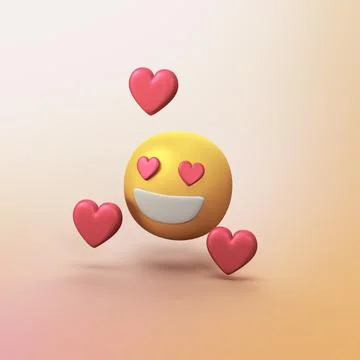 Heart smiley - stylized 3d CGI icon object Stock Illustration