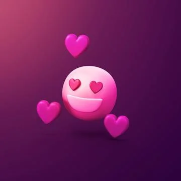 Heart smiley - stylized 3d CGI icon object, Not gen Ai Stock Illustration