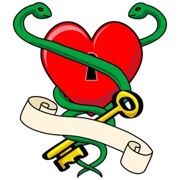 Heart Snake with Scroll Stock Illustration
