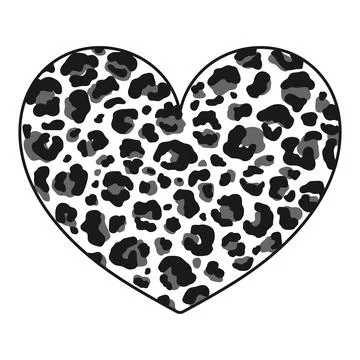 Heart with snow leopard print texture. Heart with animal pattern Stock Illustration