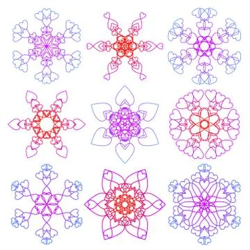 Heart snowflakes Stock Illustration