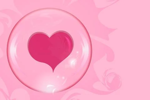 Heart soap bubble with reflections colored background Stock Illustration