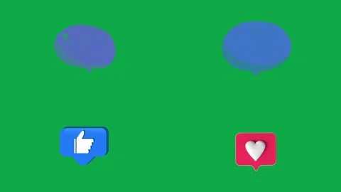 Like Heart Social Button animation on green screen comic pop art bubble Stock Footage 334704474