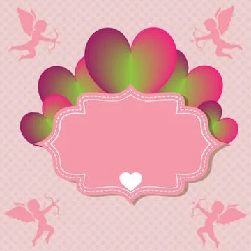 Heart on soft pink pattern backround Stock Illustration
