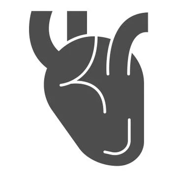 Heart solid icon, Medical concept, Human organ sign on white background 스톡 일러스트